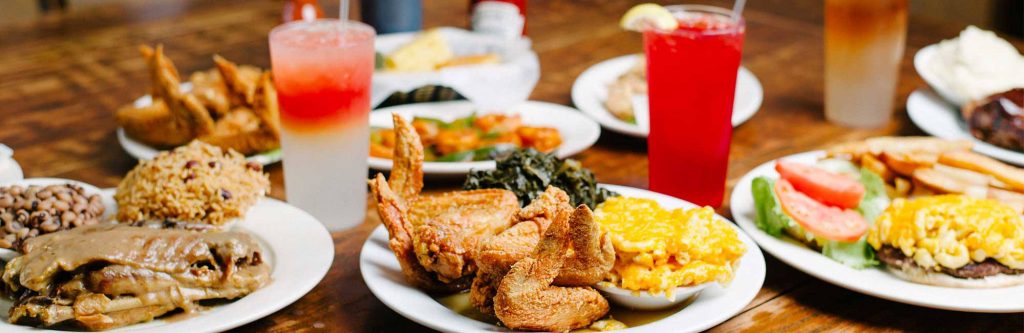 Fried chicken, corn on the cob, salads at Amy Ruth's